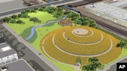 This rendering provided by the Sacred Land Film Project shows the proposed Shellmound cultural site in Berkeley, Calif.