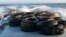 This Oct. 12, 2017, photo provided by the California Coastal Commission/UC Davis shows a pile of scrap tires after they were pulled out of the water off Balboa Peninsula in Newport Beach, Calif. 