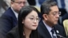 FILE - This handout photo taken on June 25, 2024, shows mayor Alice Leal Guo (L) of Bamban, Tarlac province, attending a hearing at the Senate in Manila. 