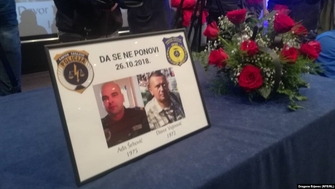 Bosnia and Herzegovina -- Members of Sarajevo police, family and friends attending the commemoration of the two policemen killed by the robbers at October 26, in Sarajevo, October 29, 2018.