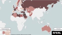 Cette carte indique les pays d’où viennent les combattants étrangers en Syrie.