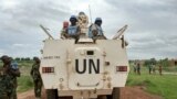 FILE - Peacekeepers from the United Nations Mission in South Sudan (UNMISS) provide security in Bentiu, South Sudan, June 18, 2017.