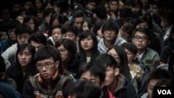 香港大學學生在校園參加示威抗議（2016年1月20日）