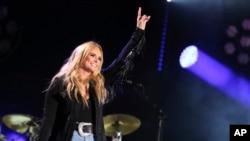 FILE - Miranda Lambert performs at the 2017 CMA Music Festival at Nissan Stadium in Nashville, Tennessee, June 8, 2017. 