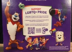 Food manufacturer Kellogg's teamed up with GLAAD, a nonprofit promoting LGBTQ acceptance, and unveiled a heart-shaped take on its Froot Loops breakfast cereal, already a rainbow product. (Michael Bowman/VOA)