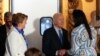 US President Joe Biden greets people as he arrives at Lindo Michoacan restaurant ahead of a radio interview in Las Vegas, Nevada, on July 17, 2024.