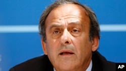 Michel Platini à Monaco, le 28 août, 2015. (AP Photo/Claude Paris)