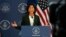 အမေရိကန် ကုန်သွယ်ရေးဝန်ကြီး Gina Raimondo ရှန်းဟိုင်းမြို့မှာ သတင်းစာရှင်းလင်းပွဲ။ (သြဂုတ်လ ၃၀၊ ၂၀၂၃)