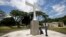 Workers touch up the Cross of the Reconciliation in preparation for the upcoming papal visit, at Parque de Fundadores or Founders Park, in Villavicencio, Colombia, Aug. 30, 2017.