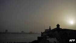 View of Morro Castle as a vast cloud of Sahara dust is blanketing the city of Havana, Cuba, on June 24, 2020.