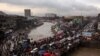 Puli Kheshte (bricks bridge) during rush hour in Kabul city. This bridge is one of the oldest in Kabul,