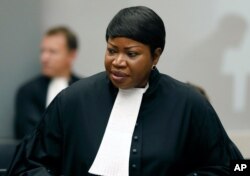 FILE - Prosecutor Fatou Bensouda at the International Criminal Court (ICC) in The Hague, Netherlands.