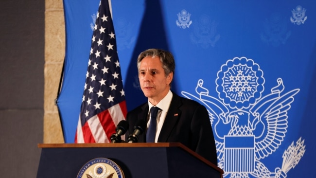 U.S. Secretary of State Antony Blinken speaks during a news conference in Jerusalem, May 25, 2021.