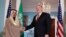 Arxiv surat. Pompeo Saudiya Arabistoni Tashqi ishlar vaziri Farxon al-Saud bilan Vashingtonda ko'rishmoqda, 12-fevral, 2020-yil