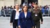 Presiden baru Peru Dina Boluarte tiba untuk berbicara kepada media di Istana Pemerintah, di Lima, Peru 8 Desember 2022. (Foto: via Reuters)
