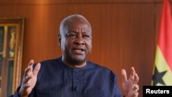 Rais mteule wa Ghana John Dramani Mahama, alipozungumza na Reuters mjini Accra.