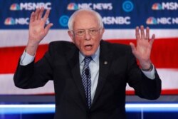 FILE - Democratic presidential candidate, Sen. Bernie Sanders, I-Vt., speaks during a Democratic presidential primary debate in Las Vegas, Feb. 19, 2020.