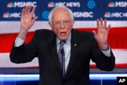 FILE - Democratic presidential candidate, Sen. Bernie Sanders, I-Vt., speaks during a Democratic presidential primary debate in Las Vegas, Feb. 19, 2020.