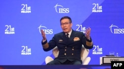 中国国防部长董军6月2日在“香格里拉对话”发表演说。