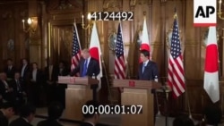 US President Donald Trump and Japanese Prime Minister Shinzo Abe at press conference, November 6, 2017