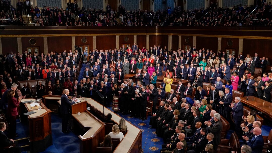 Džo Bajden pred Kongresom u februaru 2023. drži govor o stanju nacije (AP Photo/J. Scott Applewhite)
