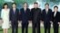 North Korean leader Kim Jong-Un (3rd R) photographed with the delegation of the International Liaison Department of Chinese Communist Party led by Wang Jiarui (3rd L) in Pyongyang, August 3, 2012.