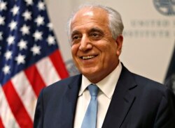 FILE - Special Representative for Afghanistan Reconciliation Zalmay Khalilzad at the U.S. Institute of Peace, in Washington, Feb. 8, 2019.