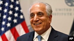 FILE - Special Representative for Afghanistan Reconciliation Zalmay Khalilzad at the U.S. Institute of Peace, in Washington, Feb. 8, 2019. 