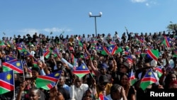 FILE — Namibians gather to pay last respects to late President Hage Geingob at Heroes Acre in Windhoek, Namibia February 25, 2024.