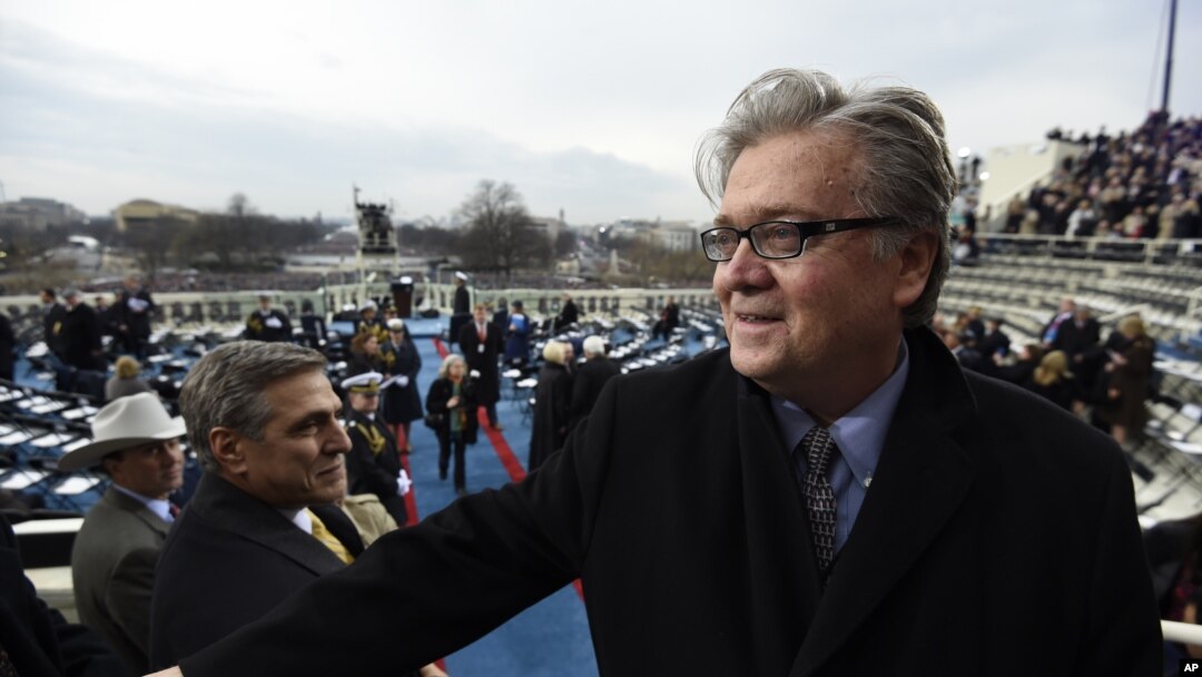 Steve Bannon, kepala strategis dan konselor senior Presiden AS Donald Trump, di Washington (20/1).