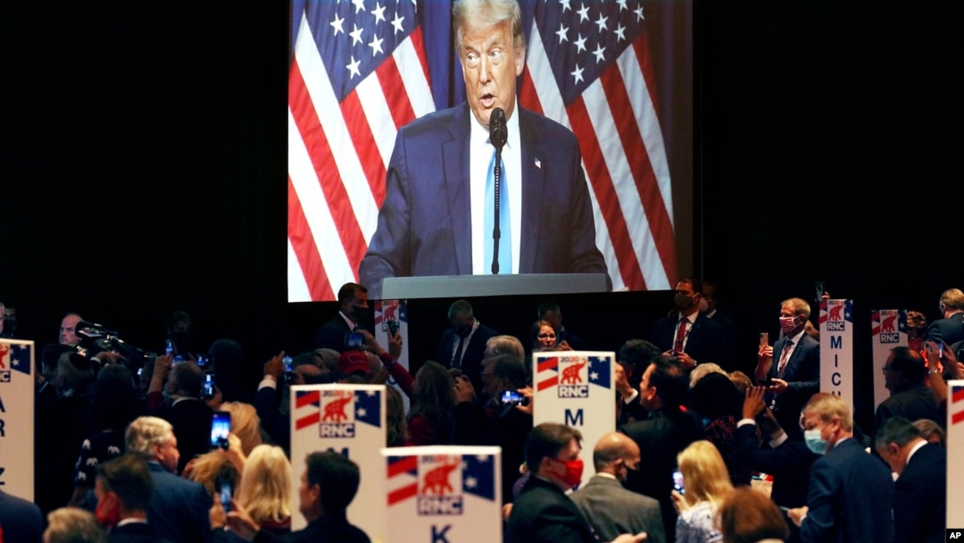 Presiden Donald Trump pada hari pertama Konvensi Partai Republik di Charlotte, North Carolina, 24 August 2020. (Foto: Travis Dove/The New York Times via AP, Pool)