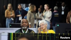 FILE — National chairperson of the African National Congress Gwede Mantashe looks at the result board at the National Results Operation Center of the Electoral Commission of South Africa (IEC) in Midrand, South Africa, May 30, 2024.