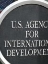 Signage is seen near the entrance to the headquarters of the United States Agency for International Development (USAID), before Congressional Democrats hold news conference in Washington, DC, on February 3, 2025.