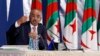 Algerian Interior Minister Noureddine Bedoui gestures during a press conference in Algiers, May 5, 2017.