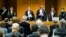 President of the court Giuseppe Casalbore (C) reads the verdict during a trial against the Swiss firm Eternit's Italian plant in Turin, Italy, Feb. 13, 2012. 