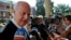 UN Special Envoy for Syria Staffan de Mistura talks with journalists as he arrives at a conference on the situation in Syria and Iraq held by Catholic charities operating in those regions, at the Vatican, Sept. 29, 2016. 