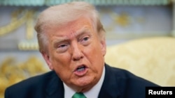 唐纳德·特朗普总统在白宫会见爱尔兰总理迈克尔·马丁时发表讲话。(2026年3月17日)