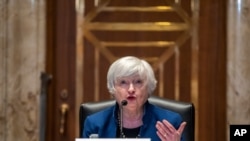 Secretary of Treasury Janet Yellen testifies during a Senate Appropriations Subcommittee hearing to examine the FY 2022 budget request for the Department of the Treasury, June 23, 2021, on Capitol Hill, in Washington.