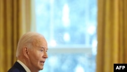 Presiden AS Joe Biden berbicara dalam sebuah acara di Gedung Putih, di Washington, DC, pada 11 Desember 2024. (Foto: AFP/Samuel Corum)