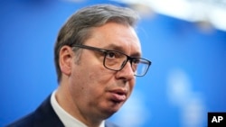 Predsednik Srbije Aleksandar Vučić (AP Photo/Petr Josek)