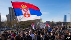 Početak studentske šetnje od Beograda do Novog Sada (AP Photo/Darko Vojinovic)