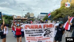 En la foto de archivo se observan a manifestación contra las negociaciones del préstamo con el FMI en Costa Rica el 12 de octubre, 2020. [Foto VOA, Armando Gómez].