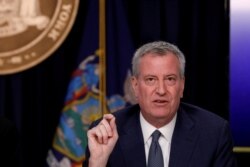 FILE PHOTO: New York City Mayor Bill de Blasio is seen at a news briefing in the Manhattan borough of New York City, New York, U.S., March 2, 2020.