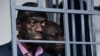 FILE PHOTO: Ugandan four-time presidential aspirant Kizza Besigye stands in steel dock at Uganda Military General Court Martial in Kampala