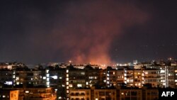 Smoke billows following an Israeli airstrike targeting south of the capital Damascus, Syria, July 20, 2020.