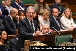 Britain's Prime Minister Keir Starmer speaks during Prime Minister's Questions at the House of Commons in London, Sept. 4, 2024.