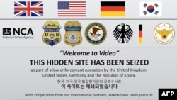 An undated handout picture released by Britain's National Crime Agency (NCA) in London on Oct. 16, 2019, shows a screen shot of the seized dark web Welcome To Video website. 