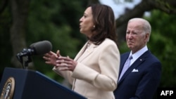 Shugaba Joe Biden looks da mataimakiyarshi Kamala Harris 