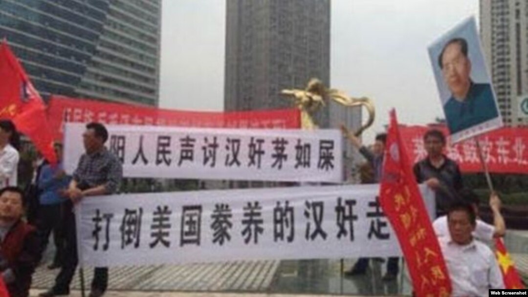 毛左人士在长沙抗议 (博讯图片 )