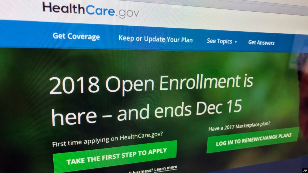 Situs "The HealthCare.gov" pengelola asuransi kesehatan yang dikenal dengan nama "Obamacare", 15 Desember 2018. 